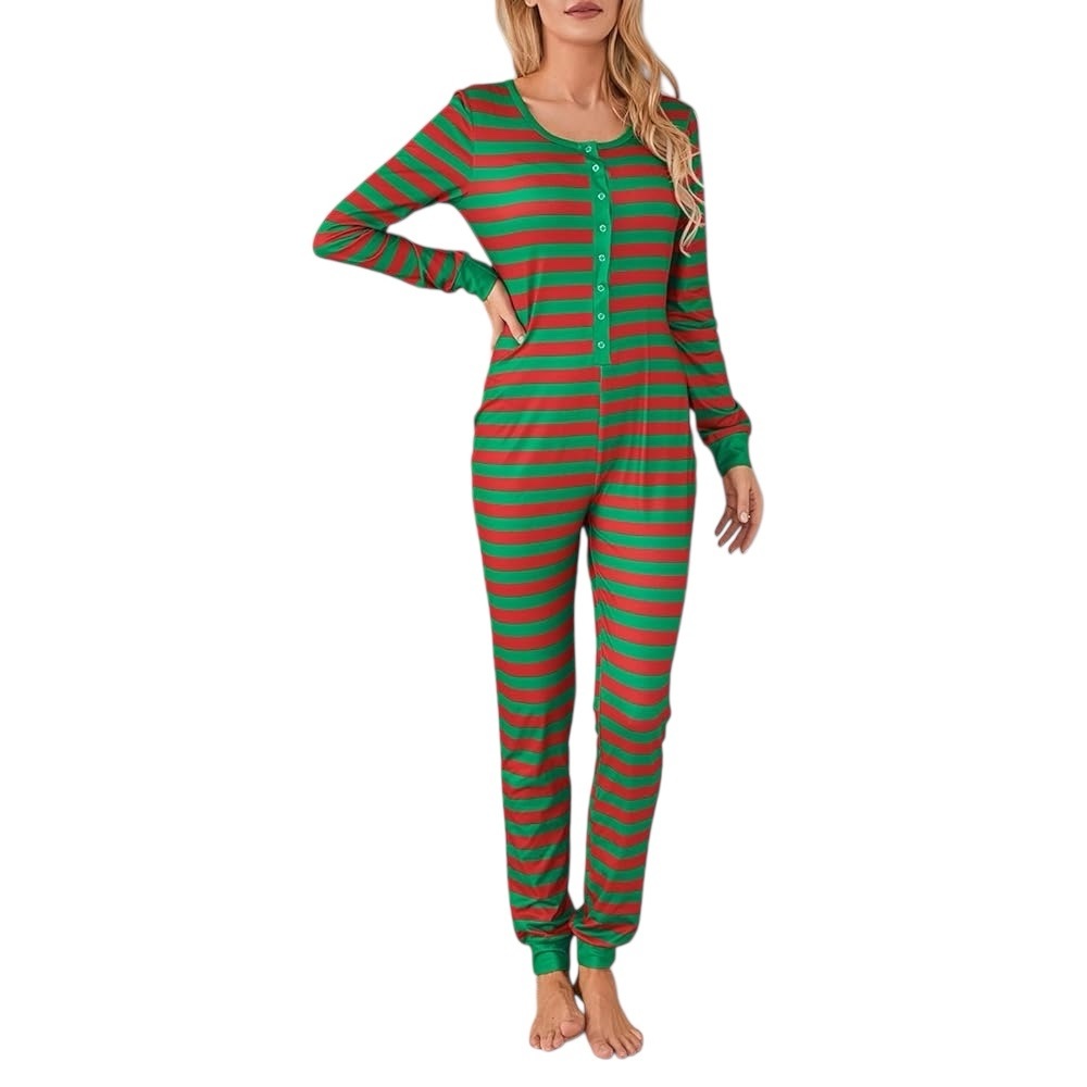 Christmas Striped One Piece Pajamas
